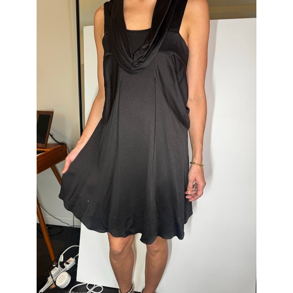 Vanessa Bruno dress black drape vintage y2k size small 4/6 cut out lbd wedding
